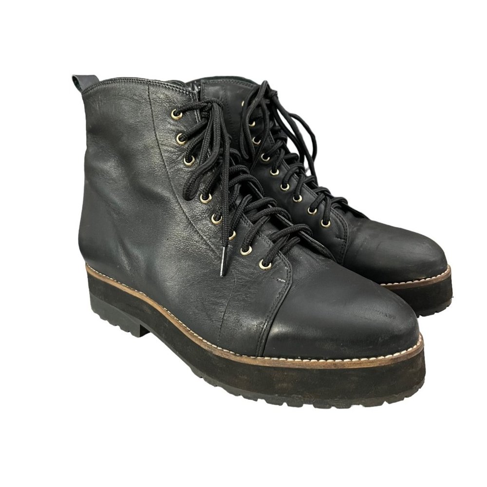 Miista Black Lace-Up Ankle Booties